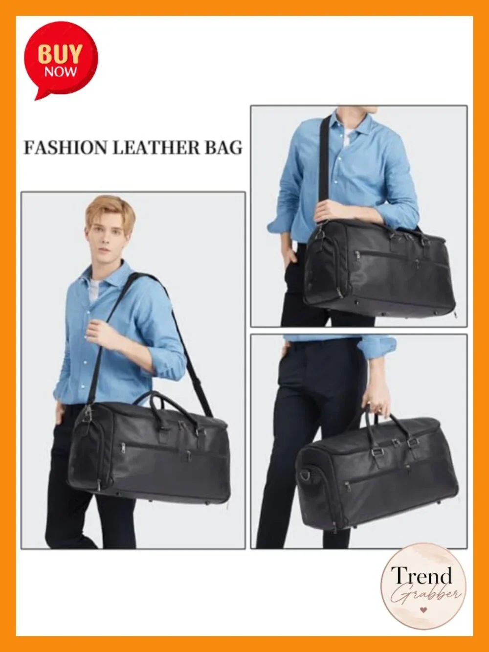 Convertible 2-in-1 Carry On Garment Bag Travel Suit Bag Faux Leather Rolling